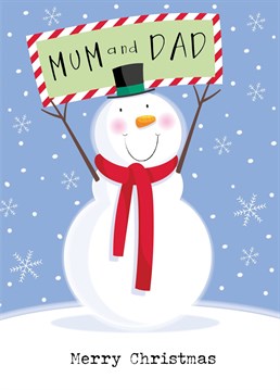 Wish your lovely Mum and Dad a Merry Christmas with this jolly snowman card designed by Paperpitt