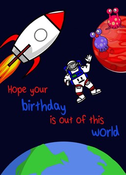 Wish those budding astronauts a birthday out of this world! Blast off! Designed by Paperela Cards.