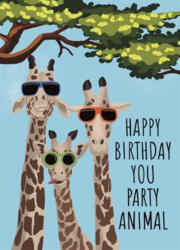 Send a card suited to all ages and recipients with this funny giraffe birthday card!