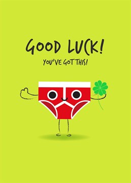 Make sure they've got their lucky pants with them and send positive vibes with this fun Pango Productions design.