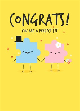 They finally found their missing puzzle piece: a perfect pair! Congratulate a couple who complete each other on their wedding day. Designed by Pango Productions.