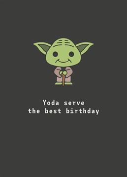 Yoda wordplay and cute illustration to send birthday greetings to someone who deserves a great day. Designed by Pea Green Prints
