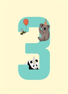 Three is the magic number. Birthday card by Pearl Ivy