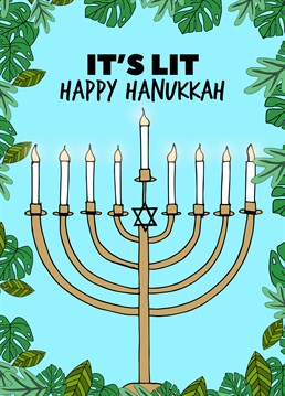 Wish them a happy Hanukkah with the lit card by Pearl Ivy.
