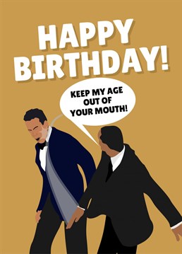 Get your loved one a funny birthday card inspired by this shocking Oscars moment between Will Smith and Chris Rock.