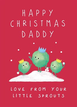 Show Daddy how much the kids care with this cute festive sprouts Christmas card - it's perfect for dads and fathers with two or more children