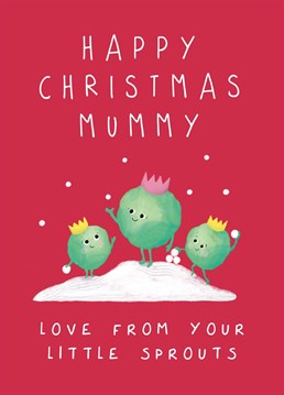 Show Mummy how much the kids love her with this cute festive sprouts Christmas card! It's perfect for mums with two or more little ones (who love a snowball fight)