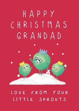 Show Grandad how much the kids care with this cute little sprouts Christmas card - it's perfect for a grandfather with two or more grandchildren in his life