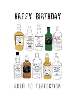The perfect card for a whisky connoisseur! Great Scottish inspired labels such as "Get Blootered", "Three Sheets To The Wind". Designed by Pink Pig