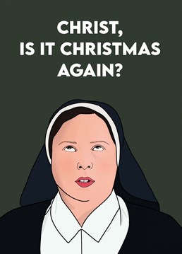Send your friend this Funny Christmas card inspired by the iconic Sister Michael from Derry Girls. Designed by Pink And Pip.