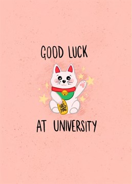 Send a little bit of luck with them to University with this cute Japanese lucky cat card.