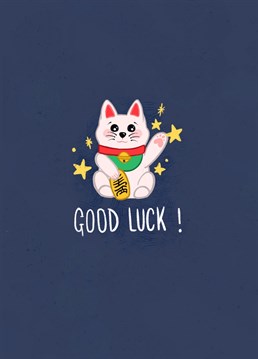 Send a little bit of luck with this cute Japanese lucky cat card.