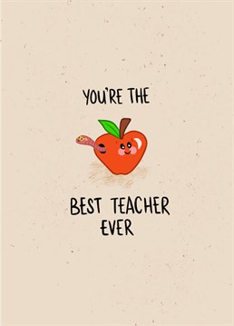 Thank your teacher with this super cute card that features a shiny red apple with a clever mini worm popping out.
