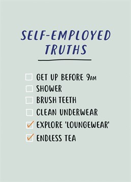 Ahh the perks of self-employment, there's nothing better than working from the comfort of your own bed! Congratulate them with this Paper Plane New Job card.