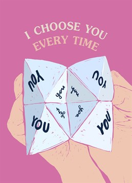 Those paper fortune tellers were so fun to play with. But you don't need one of those to tell you who's the ONE! Let them know with this cute Paper Plane anniversary card.