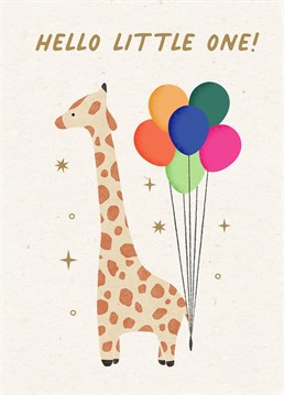 Hello Little One! A cute illustrated giraffe card to welcome a new tiny human into the world!