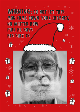 That's definitely not Santa! Get your partner cracking up with this naughty Christmas photo upload design by Scribbler.