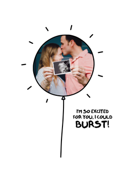 But is the balloon pink or blue?! Congratulate soon-to-be parents on their special baby announcement with this Scribbler photo upload Baby Shower card.
