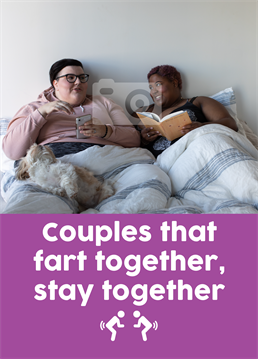 Couples who trump together understand that love is in the air! Upload a photo and send this funny Scribbler anniversary card to the one you can be completely yourself with.