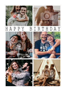 Take your loved one on a trip down memory lane and personalise this Scribbler birthday card with photos from wonderful birthdays past.