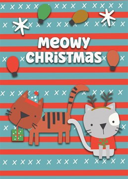 Send the cat lover in your life this adorable and cute Christmas card, wishing them a Meowy Christmas.