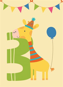 This zoo animal themed birthday card is perfect for their 3rd birthday.