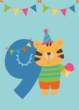 This zoo animal themed birthday card is perfect for their 9th birthday.