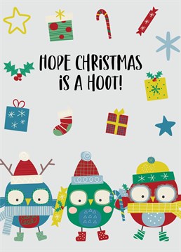 Have them 'owling at this owl-themed card at Christmas.