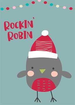 Inspired by the Jackson 5, this robin is totally rockin' on this cute Christmas card.