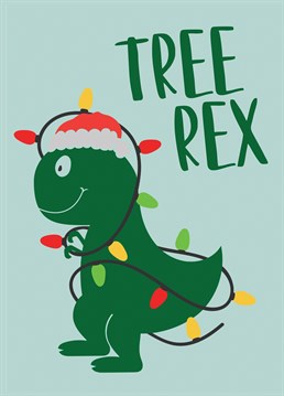 Who'd have thought a T-Rex could look so adorable being tangled up in Christmas lights? We feel his pain every year though!
