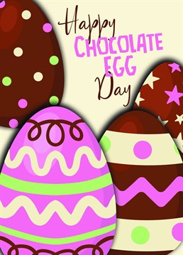 Send a smile to a loved one at Easter with this chocolate egg themed Easter card.