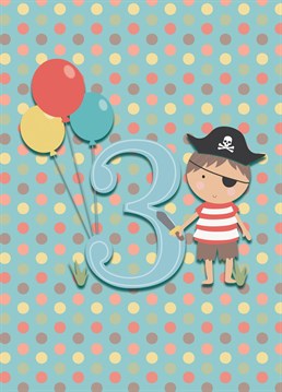 Celebrate his 3rd birthday with this cute pirate-themed card designed especially for boys.