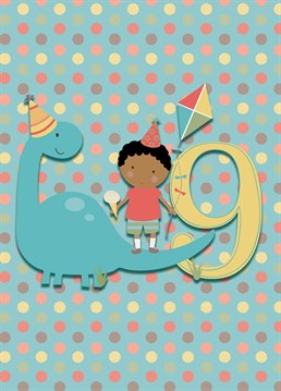 Celebrate his 9th birthday with this dinosaur-themed card, designed especially for boys.