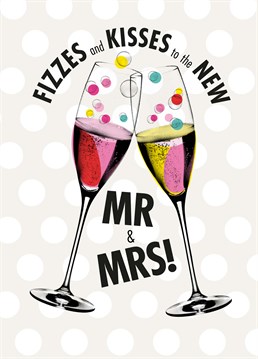 Crack open a bottle of bubbly and make a toast to the happy couple with this cute wedding design  by Papagrazi.