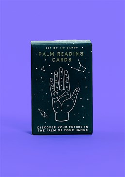 The future is in your hands&hellip;. Discover your spiritual side. Set of 100 cards. Learn about an ancient art. Dimensions: 11cm high, 7cm wide. Ever wanted to turn your hand to the art of palmistry? If like us, you're into all things spiritual, celestial and mystical, the stars have aligned and we can totally see this in your future - I'm telling you, it's all in the stars! This gorgeous and informative set of cards makes a unique gift for any aspiring fortune teller. With clear instructions and detailed illustrations, it's perfect for beginners and can easily be carried on the go. A winner at parties, you'll soon have everyone in the palm of your hands with your expert palm reading knowledge!