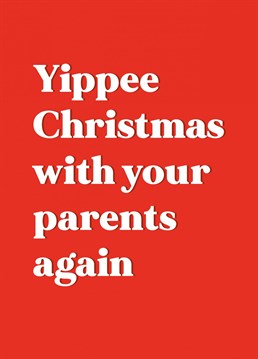 Send this card to your wife, girlfriend, husband or boyfriend sarcastically saying Yippee Christmas with the in laws again!