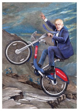 What could cheer someone up more than Boris swooping in on a bike to save the day, disheveled as ever? We're in good hands! Designed by Quite Good Birthday cards.