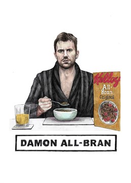 Last night was a blur so Damon prefers to rejuvenate himself with a big ol' bowl of cereal. The life of a rockstar eh? Send this Quite Good Birthday cards design to a music lover.