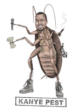 Another amazing celebrity pun Birthday card from the awesome designers at Quite Good Birthday cards! This time Kanye gets all down with his bug self and becomes Kanye Pest!