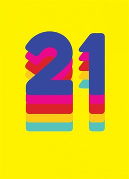 Celebrate a loved one on turning 21 with this fun rainbow milestone birthday card from Redback.