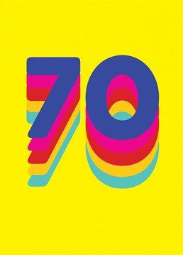 Celebrate a loved one on turning 70 with this fun rainbow milestone birthday card from Redback.