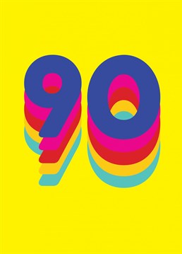 Celebrate a loved one on turning 90 with this fun rainbow milestone birthday card from Redback.