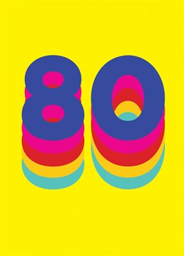 Celebrate a loved one on turning 80 with this fun rainbow milestone birthday card from Redback.