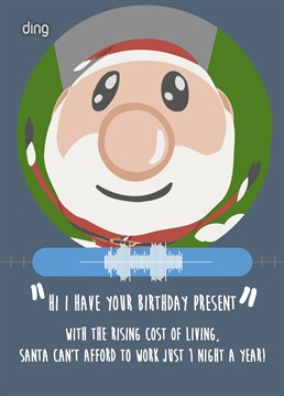 Even Santa is feeling the pinch! Send your friends and family this fun Santa themed cost of living Birthday card.