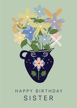Send your Sister this cute traditional drawing style birthday card.