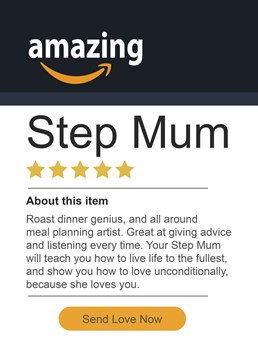 Send your Step Mum this fun Amazon shopping themed Mother's Day card.