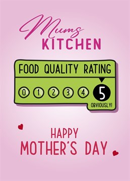 Is your Mums cooking 5 star! Send her this fun food rating Mother's Day card.
