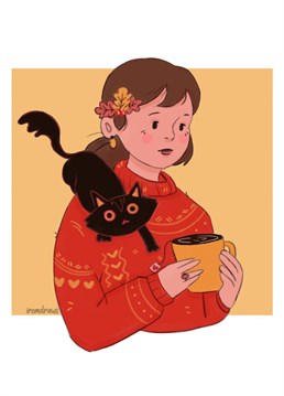 Autumn Girl Card. Send your friend this Illustration Thanksgiving card by Irem Draws