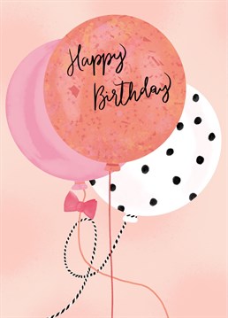 Happy Birthday! This pretty watercolour balloon birthday card is perfect for your mum, sister, niece, auntie, best friend or that special someone.
