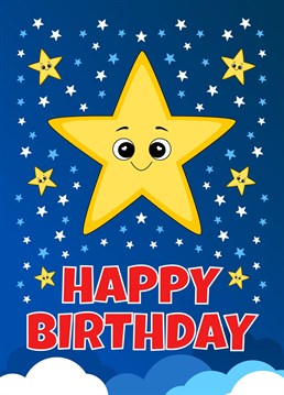 Wish someone a happy birthday with this cute star card. Designed by RoleyOleyMoley.
